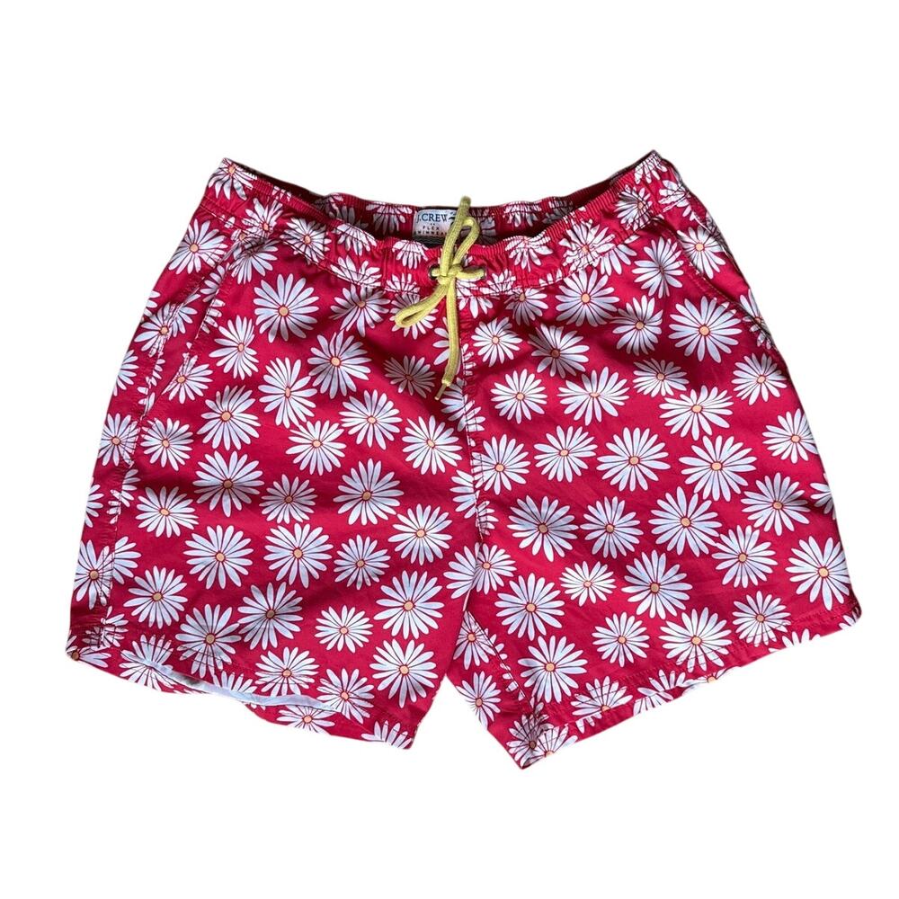 J.Crew Men's Swim Trunks In Red Daisy Print Size Medium